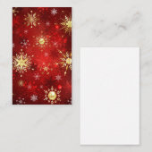 赤い背景のクリスマスゴールデンスノーフレーク 名刺 (正面/裏面)