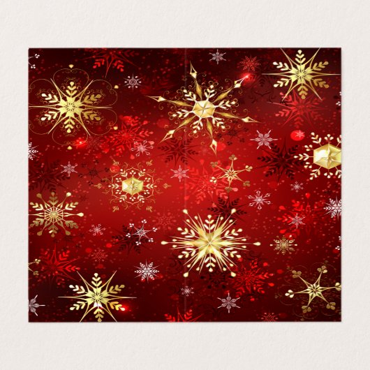 赤い背景のクリスマスゴールデンスノーフレーク 名刺 (外部フラット)