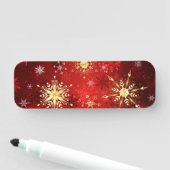 赤い背景のクリスマスゴールデンスノーフレーク 名札 (インサイチュ)