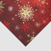 赤い背景のクリスマスゴールデンスノーフレーク 薄葉紙 (詳細)