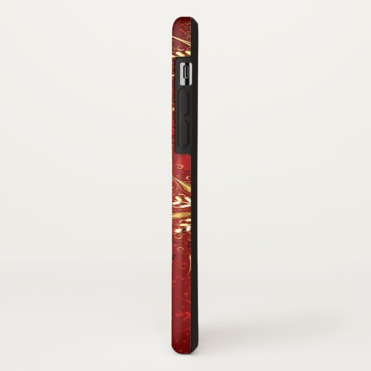 赤い背景のクリスマスゴールデンスノーフレーク Case-Mate iPhoneケース (裏面/左)