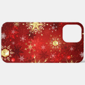 赤い背景のクリスマスゴールデンスノーフレーク Case-Mate iPhoneケース (裏面 (横))