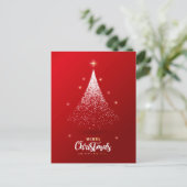 赤い背景のクリスマスツリー シーズンポストカード (スタンド正面)
