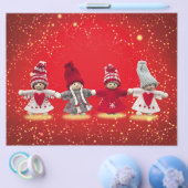 赤い背景のクリスマスデコレーション チラシ (シングル)
