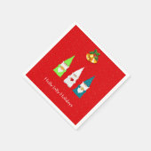 赤い背景のクリスマスノーム3体 スタンダードカクテルナプキン (角)