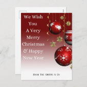 赤い背景のクリスマスレッドオーナメントグラデーション シーズンポストカード (正面/裏面)