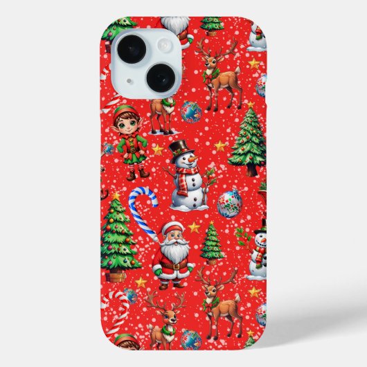 赤い背景のクリスマス装飾パターン Case-Mate iPhoneケース (裏面)