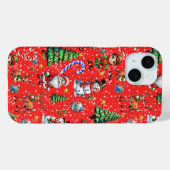 赤い背景のクリスマス装飾パターン Case-Mate iPhoneケース (裏面 (横))