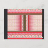 赤い背景のクロスステッチパターン ポストカード (裏面)