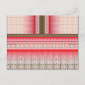 赤い背景のクロスステッチパターン ポストカード (正面)