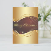 赤い背景のゴールドのクリスマスモチーフ 招待状 (スタンド正面)
