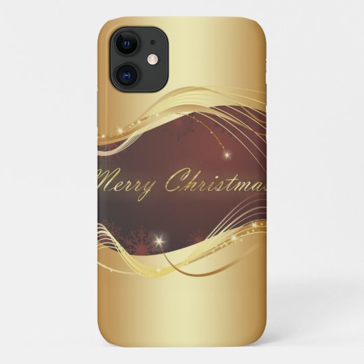 赤い背景のゴールドのクリスマスモチーフ Case-Mate iPhoneケース (裏面)