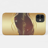 赤い背景のゴールドのクリスマスモチーフ Case-Mate iPhoneケース (裏面(横))