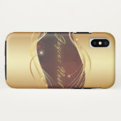 赤い背景のゴールドのクリスマス モチーフ... Case-Mate iPhoneケース (裏面(横))
