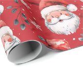 赤い背景のサンタクリスマス ラッピングペーパー (ロールコーナー)