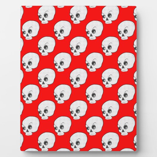 赤い背景のスカルパターン フォトプラーク (正面)