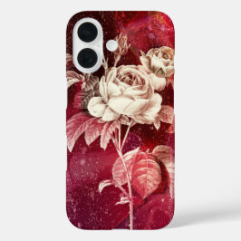 赤い背景のバラ iPhone 16ケース