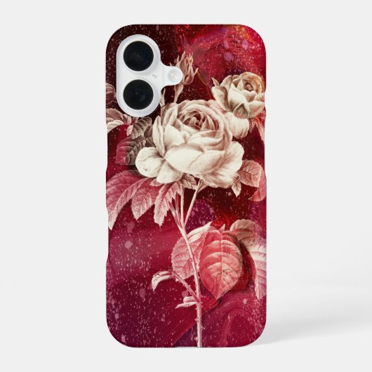 赤い背景のバラ iPhone 16ケース (裏面)