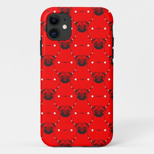赤い背景のパグ Case-Mate iPhoneケース (裏面)