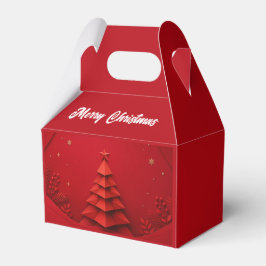 赤い背景のペーパークリスマスツリー フェイバーボックス