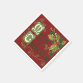 赤い背景のホリーの明るい霧 スタンダードカクテルナプキン (角)