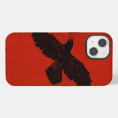 赤い背景のワタリガラス iPhoneケース (裏面横)