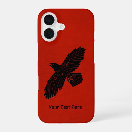 赤い背景のワタリガラス iPhone 16ケース (裏面)