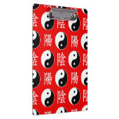 赤い背景の中国の陰陽パターン クリップボード (右)