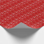 赤い背景の多くの白い自転車アイコン ラッピングペーパー (角)
