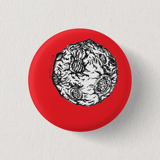 赤い背景の小惑星 缶バッジ (正面)