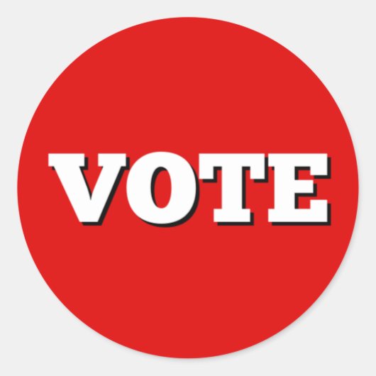 赤い背景の投票ステッカー ラウンドシール (正面)