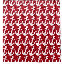 赤い背景の白いいかりパター航海のン、