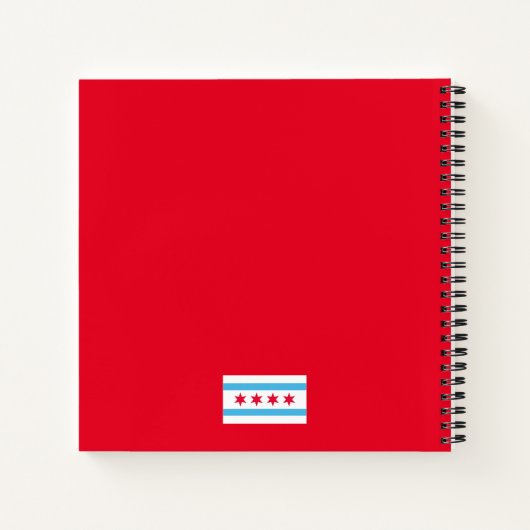 赤い背景の白いシカゴ「L」プロフィール ノートブック (裏面)