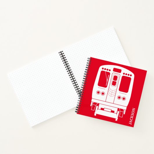 赤い背景の白いシカゴ「L」プロフィール ノートブック (内部)