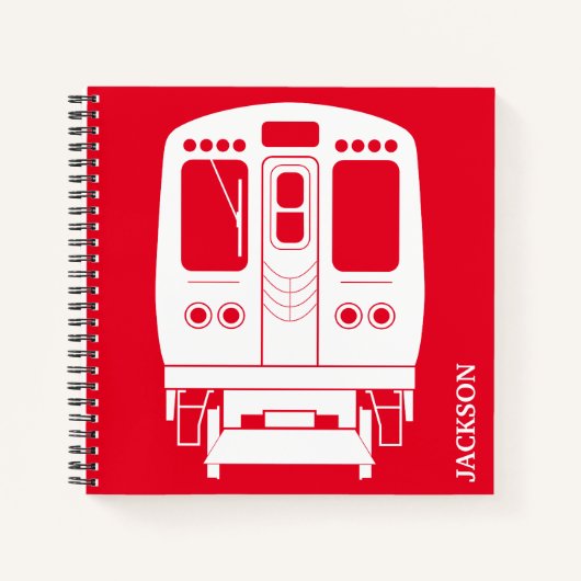 赤い背景の白いシカゴ「L」プロフィール ノートブック (正面)