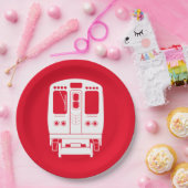 赤い背景の白いシカゴ「L」プロフィール ペーパープレート (パーティー)