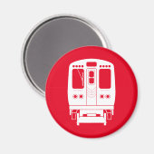 赤い背景の白いシカゴ「L」プロフィール マグネット (正面/裏面)