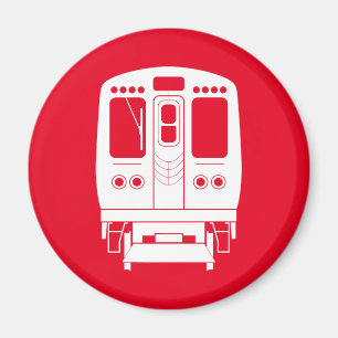 赤い背景の白いシカゴ「L」プロフィール マグネット