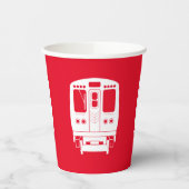 赤い背景の白いシカゴ「L」プロフィール 紙コップ (左)