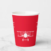 赤い背景の白いヴィンテージ二面模様 紙コップ (左)