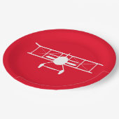 赤い背景の白い二面縦断 ペーパープレート (アングル)