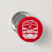 赤い背景の白い列車のエンジンプロファイル 缶バッジ (正面&裏面)