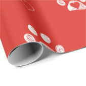 赤い背景の白い手 ラッピングペーパー (ロールコーナー)