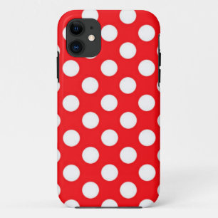 赤い背景の白い水玉模様 iPhone 11 ケース