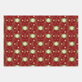 赤い背景の白い点 ラッピングペーパーシート (正面)