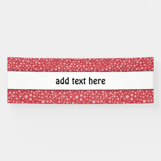 赤い背景の白い雪 横断幕 (横)