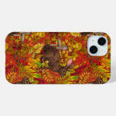 赤い背景の秋ウサギ Case-Mate iPhoneケース (裏面 (横))