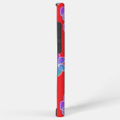 赤い背景の紫の花 SAMSUNG GALAXYケース (右側面)