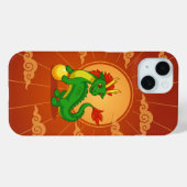 赤い背景の緑の中国の龍 Case-Mate iPhoneケース (裏面 (横))