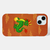 赤い背景の緑の中国の龍 Case-Mate iPhoneケース (裏面 (横))